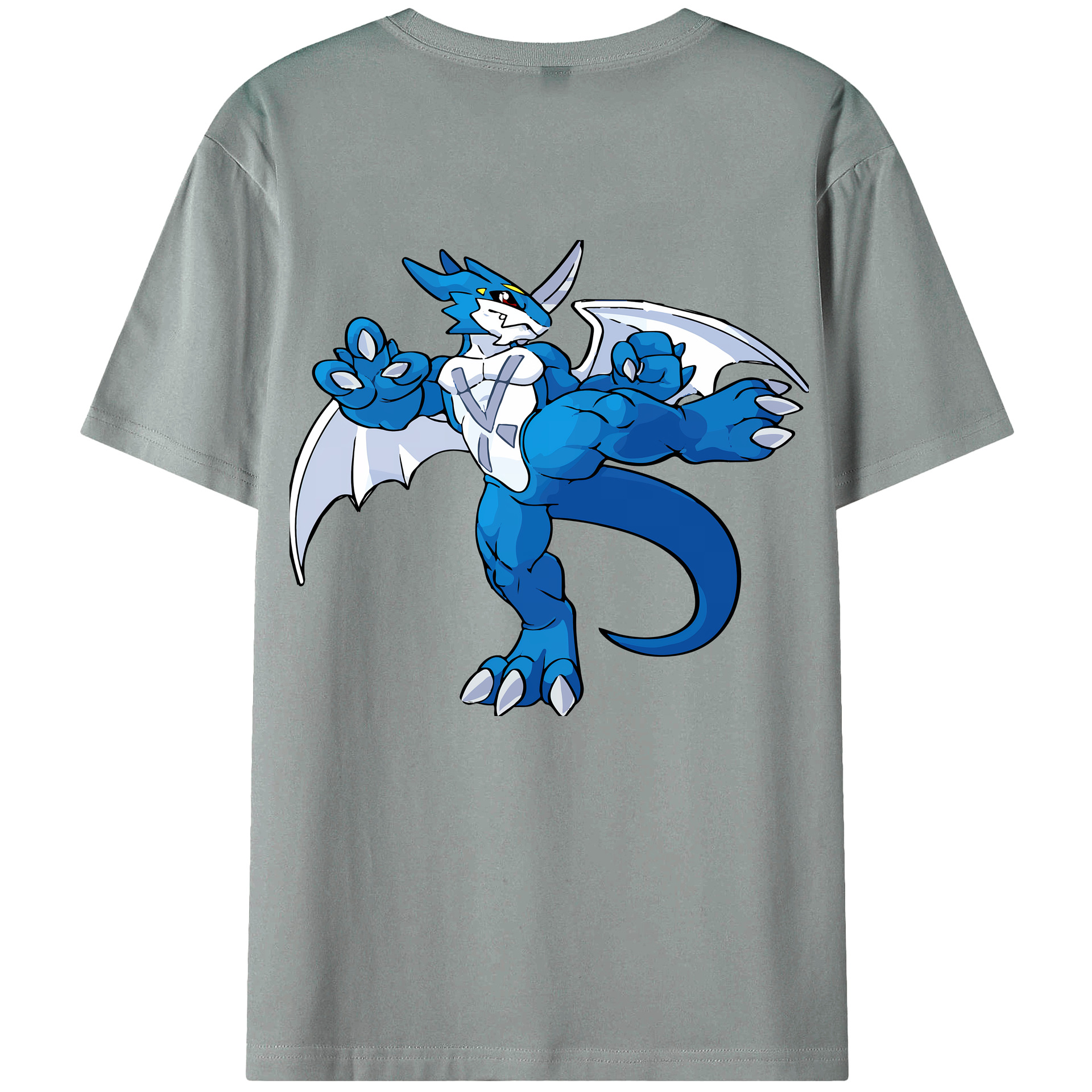 （画像用） Digimon デジタルモンスター/デジモン 綿100％ メンズ半袖Tシャツ（バックプリント） 通気性